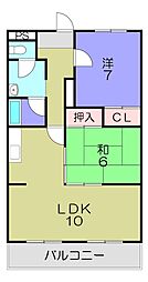 川崎マンション壱番館 2LDKの間取図画像