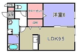 パシフィックドリームA棟 1LDKの間取図画像