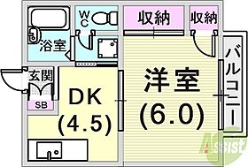 ヒルサイド山手  ｜ 兵庫県神戸市中央区中山手通7丁目40-19（賃貸アパート1DK・2階・24.84㎡） その2