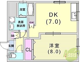 イナオカビル永沢町  ｜ 兵庫県神戸市兵庫区永沢町3丁目（賃貸マンション1DK・5階・38.17㎡） その2