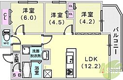 サムティグランツ神戸 3LDKの間取図画像