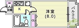 ライオンズマンション神戸西橘通 1Kの間取図画像