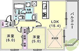 サムティグランツ神戸 2LDKの間取図画像