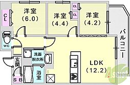 サムティグランツ神戸 3LDKの間取図画像