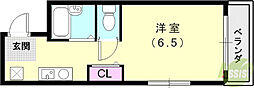 エール大同 1Kの間取図画像