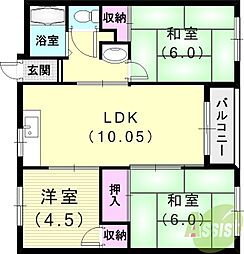 御崎北ビル 3LDKの間取図画像