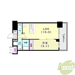 プレサンス兵庫ヴィアーレ 1LDKの間取図画像
