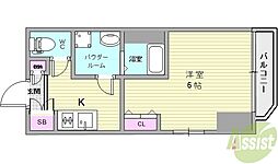 エステムコート神戸元町ヒルズ 1Kの間取図画像