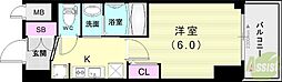 エステムコート神戸湊町 1Kの間取図画像