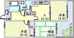 兵庫駅前アーバンライフ 3Kの間取図画像