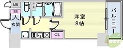 エスプレイス神戸ハーバーランド 1Kの間取図画像