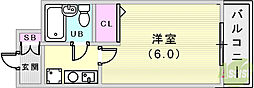 エスリード神戸 1Kの間取図画像
