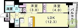 セレニテ神戸ミラク 2LDKの間取図画像