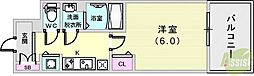 プレサンスKOBEアモーレ 1Kの間取図画像