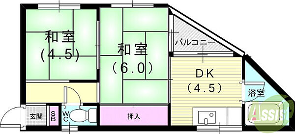 稲垣ビル ｜兵庫県神戸市兵庫区荒田町3丁目(賃貸マンション2DK・4階・30.00㎡)の写真 その2