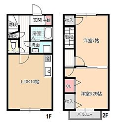 ブランシェ秋桜 1階2LDKの間取り