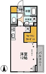 グランテラス上郷 3階ワンルームの間取り