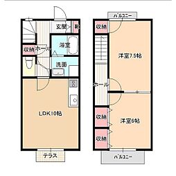 Symphony宮の前S 1階2LDKの間取り
