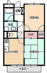 サープラス大垣登I 2階2DKの間取り