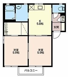 パークヒル 2階2Kの間取り