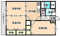 ガーデンハイム樗一番館 3DKの間取図画像