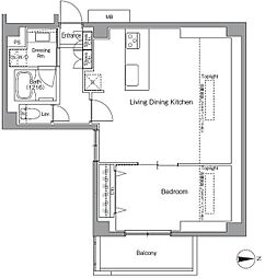 アローズ南麻布 11階1LDKの間取り