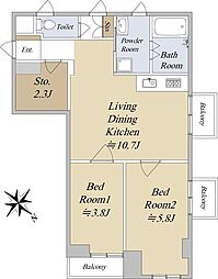 アルス代官山 3階2LDKの間取り