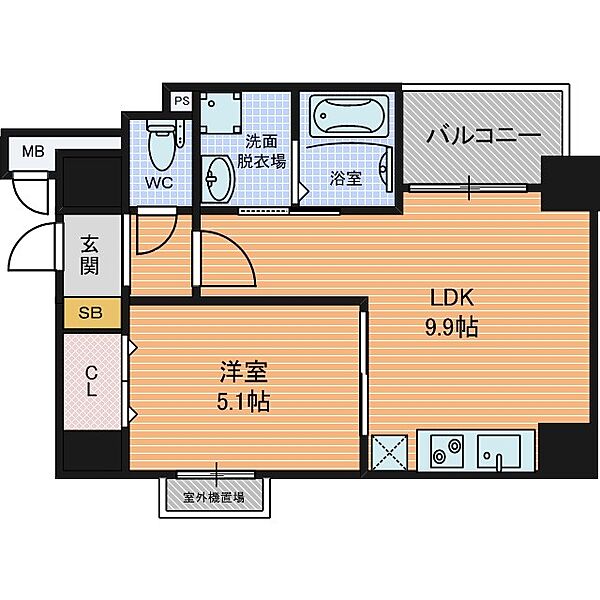 セントロイヤルクラブ谷町 ｜大阪府大阪市中央区谷町３丁目(賃貸マンション1LDK・3階・34.58㎡)の写真 その2