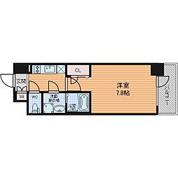 エスリード中之島クロスゲート 5階1Kの間取り