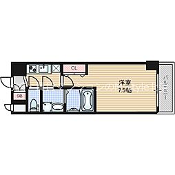 JPレジデンス大阪WESTIII 7階1Kの間取り