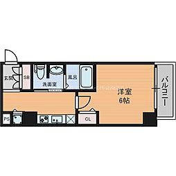 セオリー大阪フルール 1Kの間取図画像