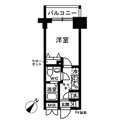 レジディア日本橋人形町II 3階1Kの間取り