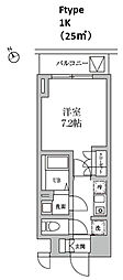 レジディア日本橋馬喰町II 4階1Kの間取り