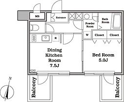 レジディア西新宿II 4階1DKの間取り