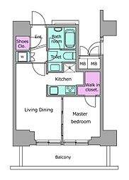 JR山手線 五反田駅 徒歩8分の賃貸マンション 7階1LDKの間取り