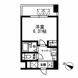 レジディア三越前 4階1Kの間取り