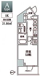 レジディア中延2 1Kの間取図画像