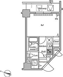 レジディア広尾2 1Kの間取図画像
