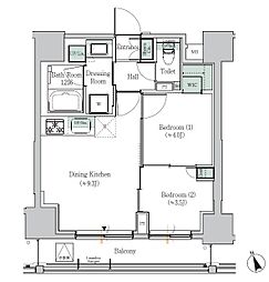 ONEROOFRESIDENCE浅草橋 2DKの間取図画像