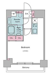 レジディア麻布十番2 ワンルームの間取図画像
