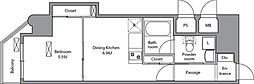 RESIDIAIRIYA 1DKの間取図画像