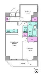 アルファコート王子2 2LDKの間取図画像