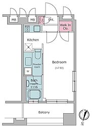 レジディア文京音羽2 ワンルームの間取図画像