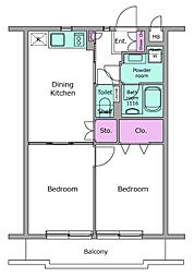 レジディア吉祥寺 2DKの間取図画像