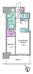 ワンルーフフラット門前仲町 1LDKの間取図画像