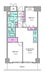 レジディア芝浦 2LDKの間取図画像