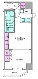 RESIDIA上野御徒町 1LDKの間取図画像