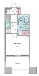 レジディア島津山 1Kの間取図画像