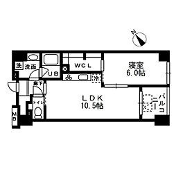 レジディア日本橋浜町 1LDKの間取図画像