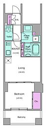 レジディア月島 1DKの間取図画像